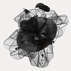 Women Flower Mesh Veil Head Piece Wedding Hat Derbyhat Church Hat