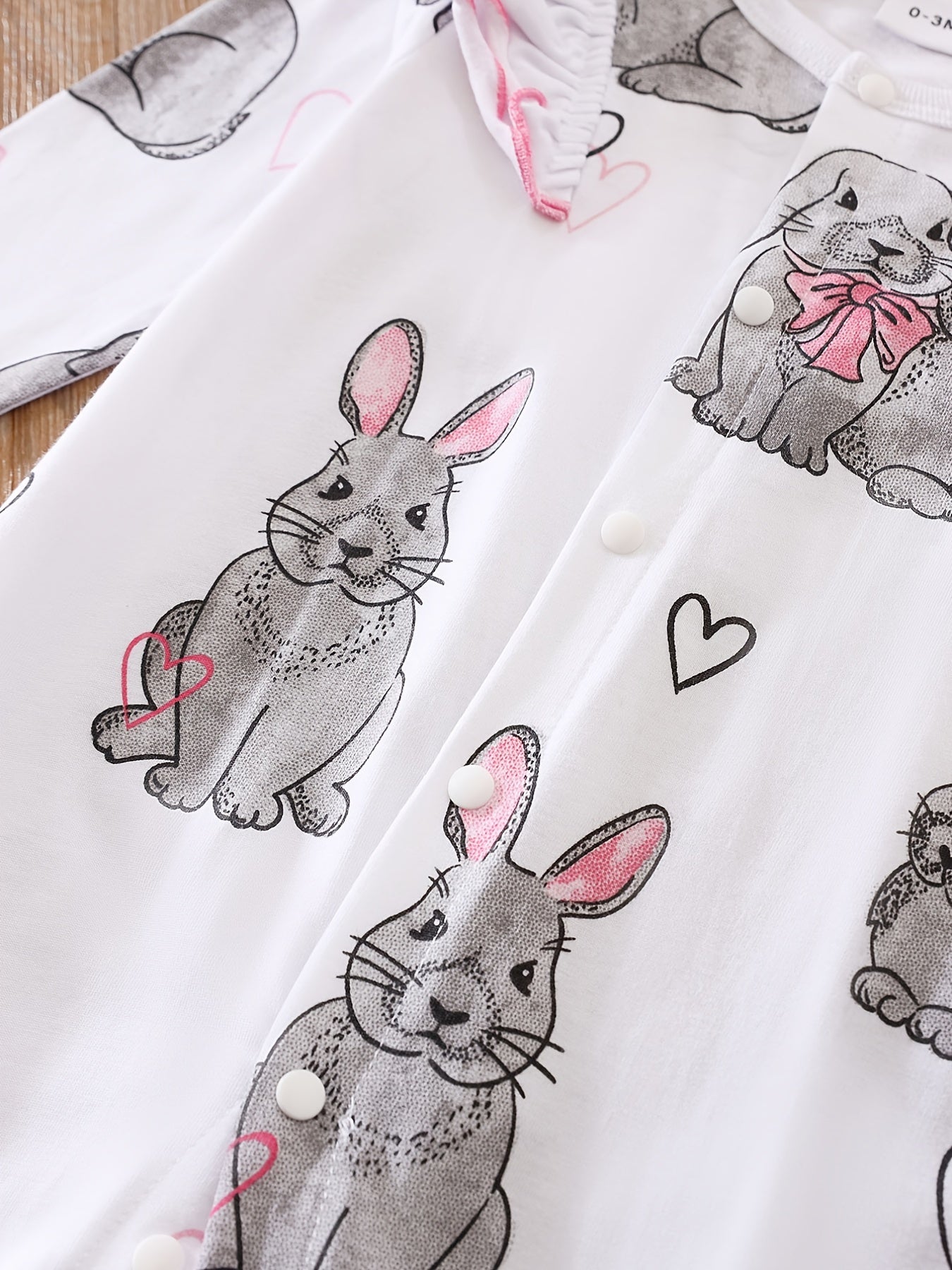 Baby Girls Rabbit Graphic Print Long Sleeve Romper Cotton Clothes Easter
