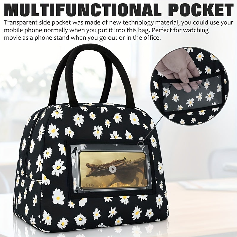Leakproof Insulated Daisy Lunch Tote Bag for Work & Travel