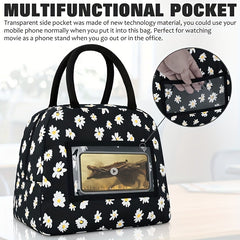 Leakproof Insulated Daisy Lunch Tote Bag for Work & Travel