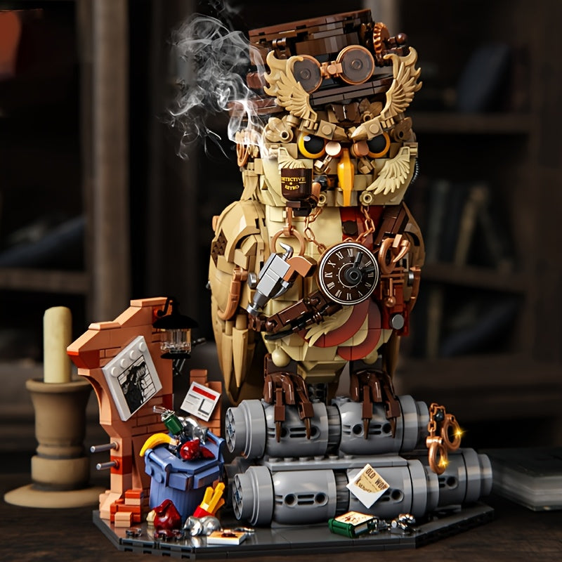 1286pcs Advanced Owl Model Building Blocks Creative Detective Owl Set