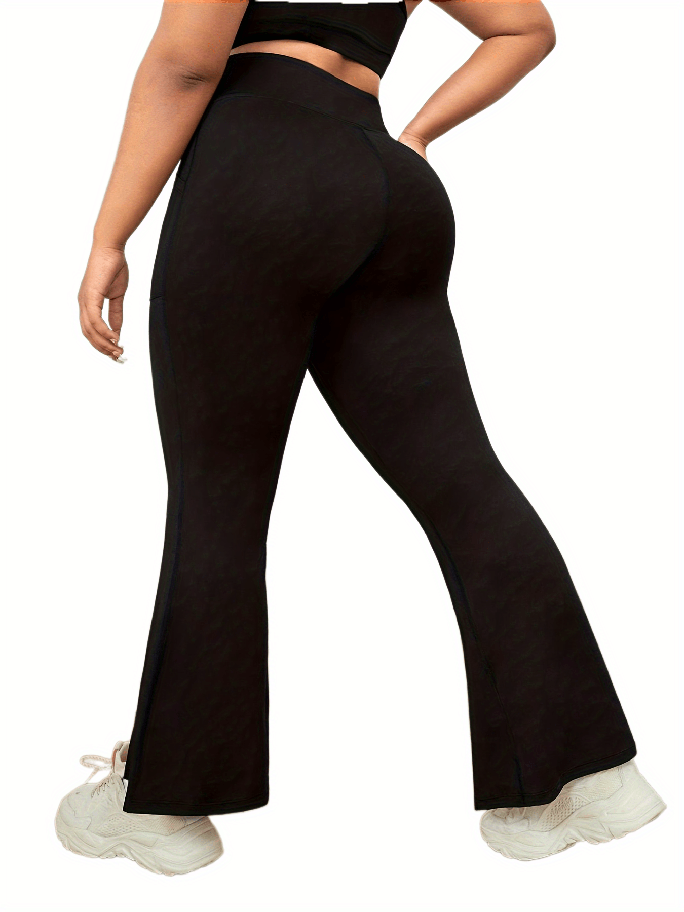 High Rise Flared Leg Yoga Pants With Pockets