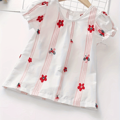 Girls Floral Print Short Sleeve Tee Top