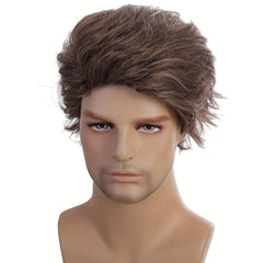 Men's Brown Short Curly Hair Wig for Daily Wear & Parties