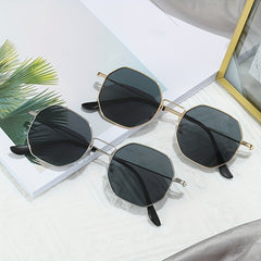 Polygon Sunglasses Retro UV400 Sun Shades Metal Glasses With Bag