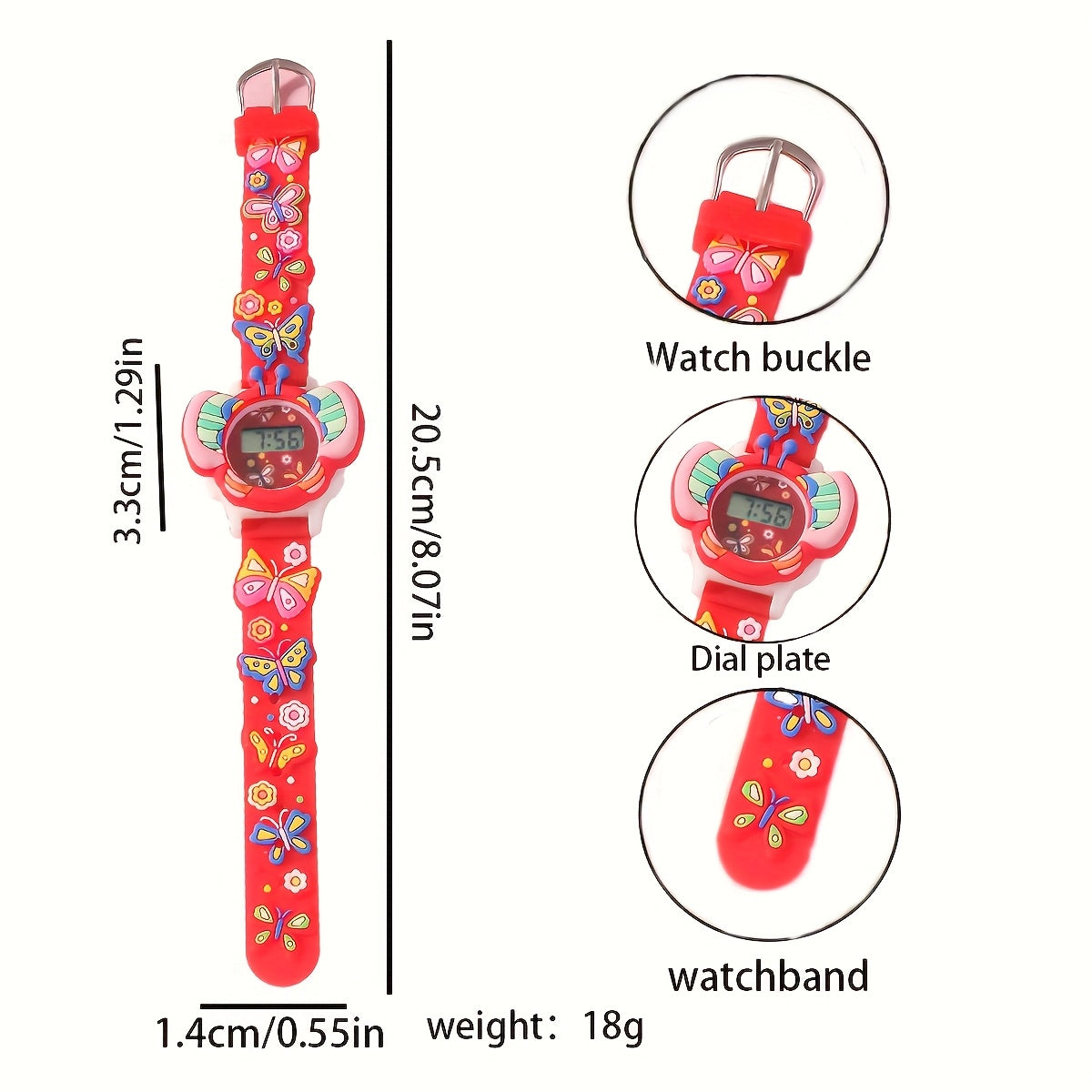 Creative Butterfly Electronic Watch Durable TPU Strap Ideal Birthday Gift