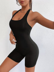 Solid Slim Tied Halter Romper Jumpsuit