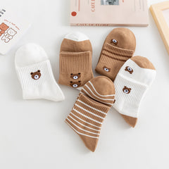 5 Pairs Women's Bear Tube Socks