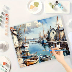 Seaside Harbor Paint by Numbers Kit for Adults - Coastal Boats