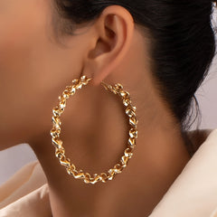 Exaggerated Spiral Hoop Earrings 18K Plated Circle Ear Jewelry Women