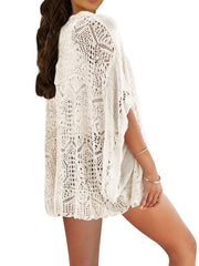 Crochet Draped Knit Cardigan Women's Sweater