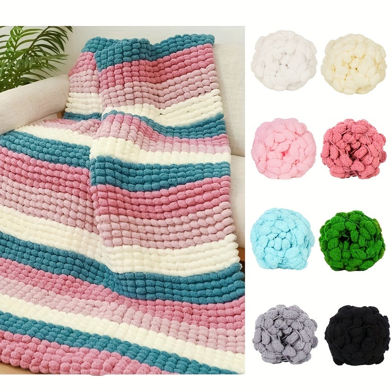 Colorful Thick Ball Yarn Rainbow Pom Pom Polyester Yarn 130g 25m 984in