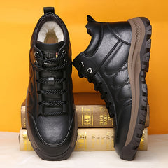 Men's Fuzz-lined Hiking Boots Lace-up Casual Walking Shoes