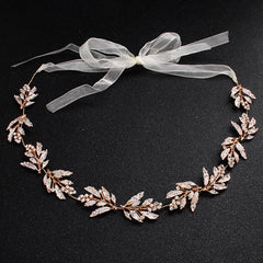 Vintage Leaf Bridal Hair Accessories Tiara Rhinestone Headband Wedding Headwear