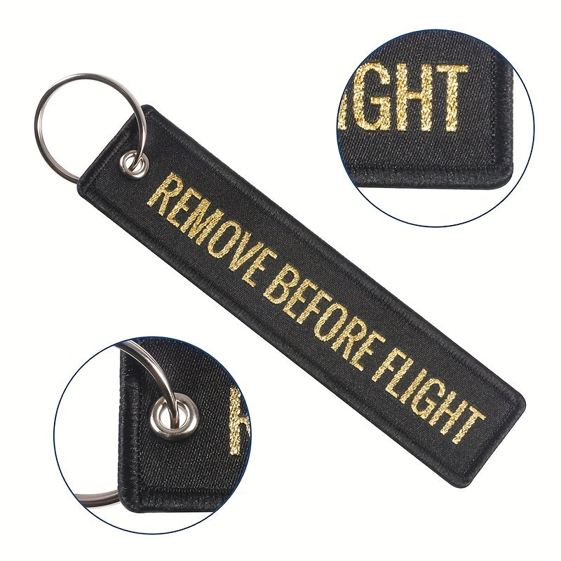 Remove Before Flight Airplane Embroidery Backpack Keychain