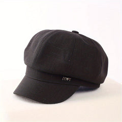 Classic Solid Beret Label Decor Beret Casual Newsboy Hat