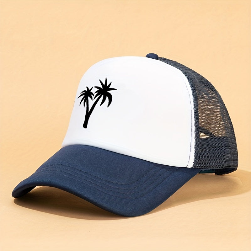 Coconut Tree Print Mesh Baseball Cap for Men