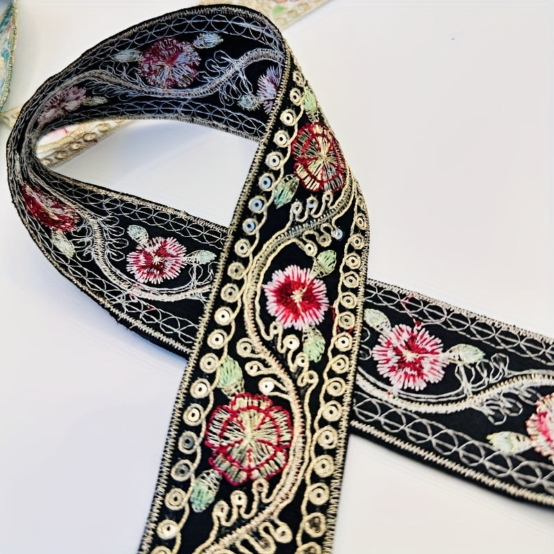 3m Embroidery Sequin Fabric Ribbon Home Decor Crafts 3.28" Width