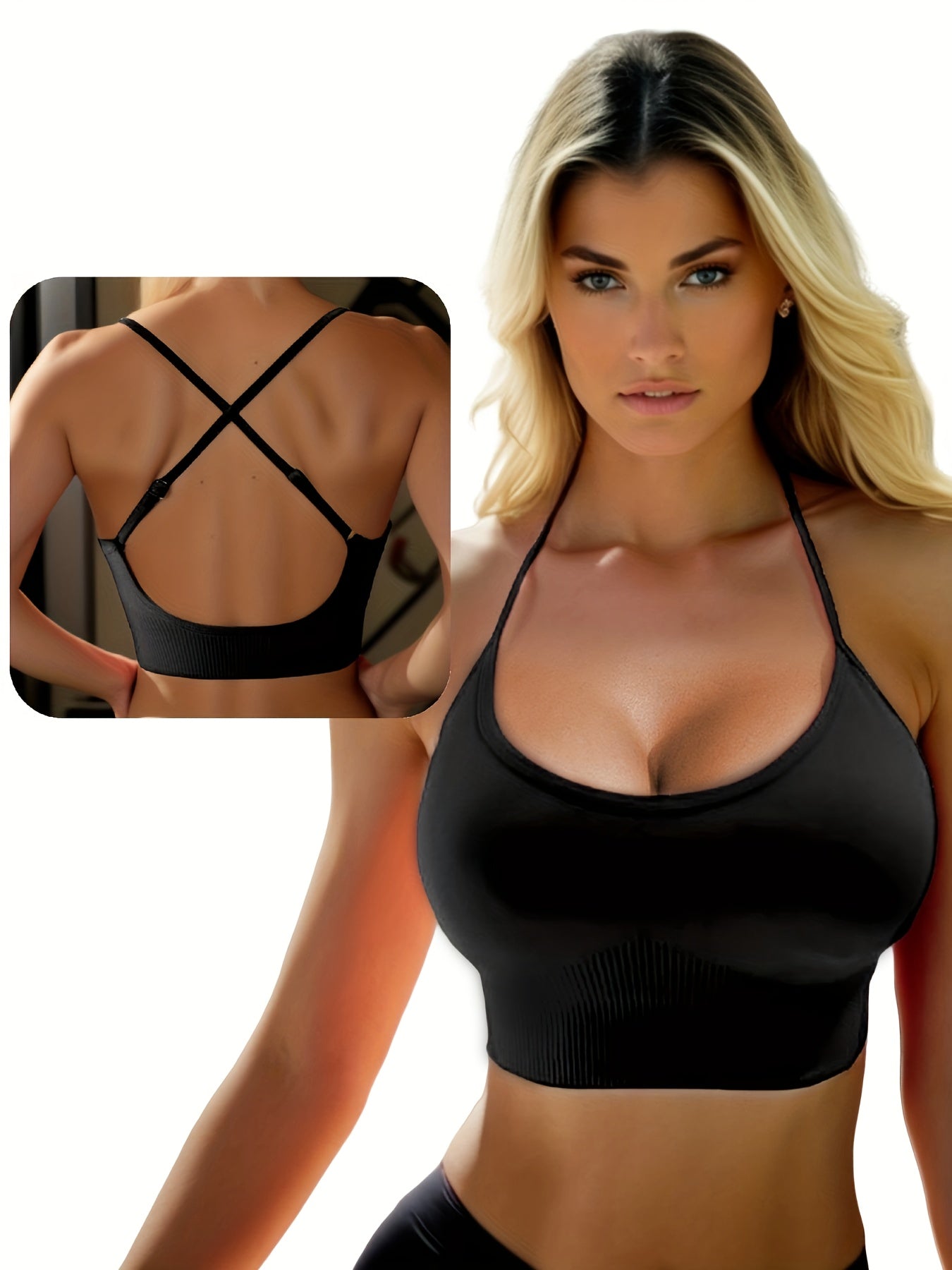 Women's Criss Cross Sports Bra Seamless Wireless Yoga Tops