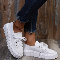 Women's Breathable Platform Sneakers Comfortable Low Top Shoes