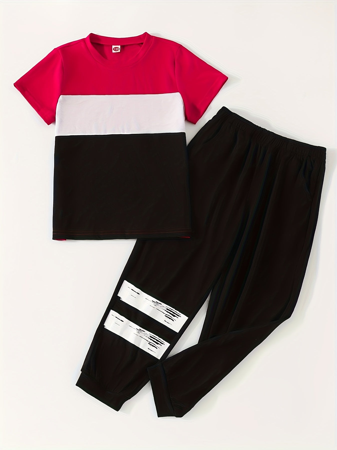 Boys Block Short Sleeve T shirt & Sweatpants Set