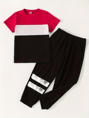 Boys Block Short Sleeve T shirt & Sweatpants Set