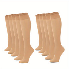 10 Pairs Solid Calf Socks Women's Knee High Stockings & Hosiery