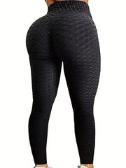 Casual Leggings Women's Plus Solid Honeycomb Pattern Fitness Leggings