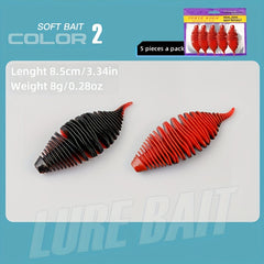 5pcs 8g Artificial Worm Soft Lure For Bass Fishing Bionic Swimbait