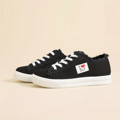 Women's Canvas Lace Up Walking Shoes Low Top Sneakers