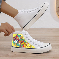 Girl's High Top Cartoon Skate Shoes with Plush Lining