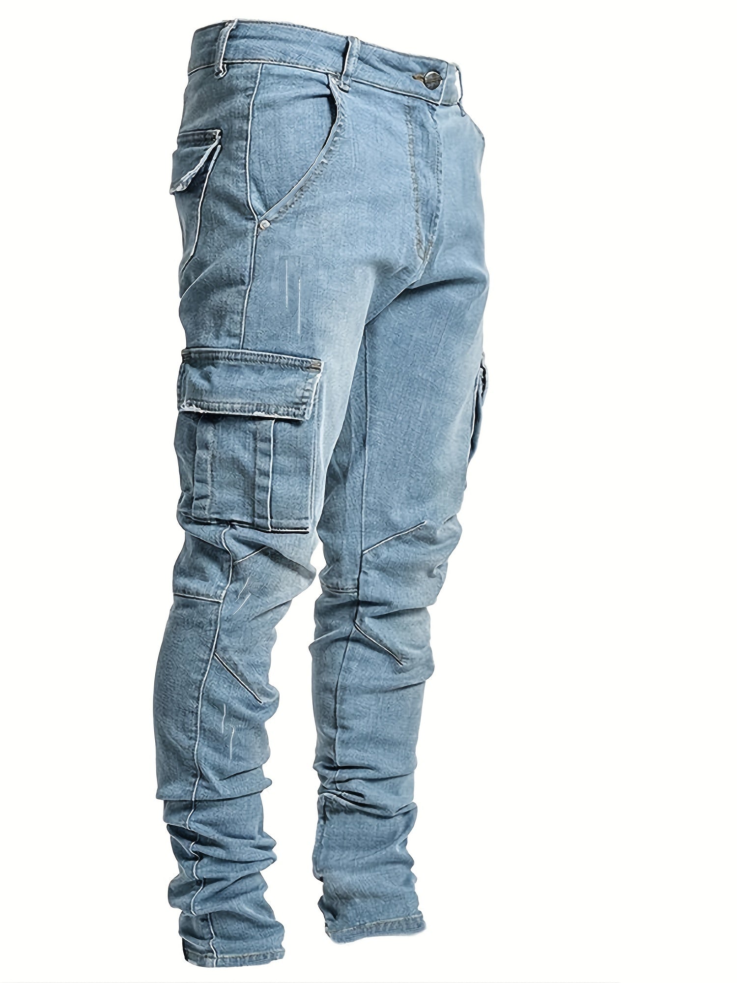 Men's Slim Fit Pocket Jeans - Casual Street Style Denim Pants