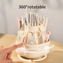 Double Deck Rotatable Pen Container Storage for Office Worker