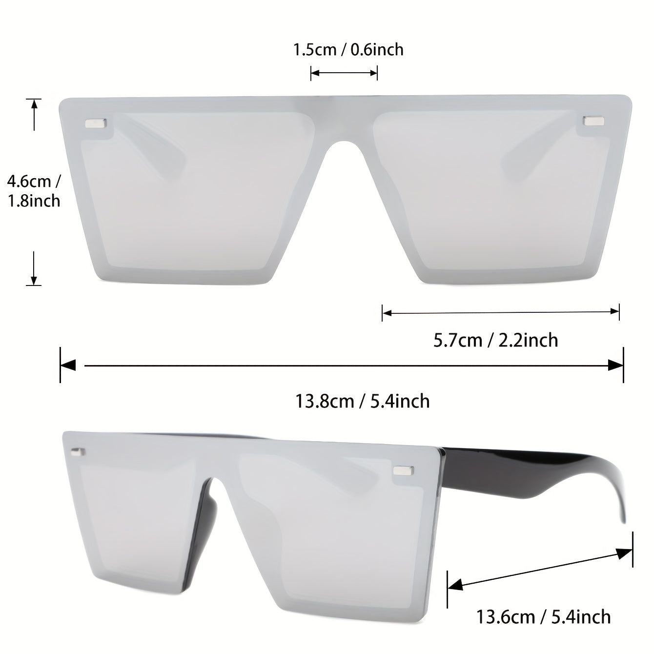 2 Pairs Men's Classic Square Rimless Sunglasses