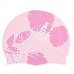 Silicone Waterproof Comfort Swimming Cap Flower Printed Elastic Swimming Cap
