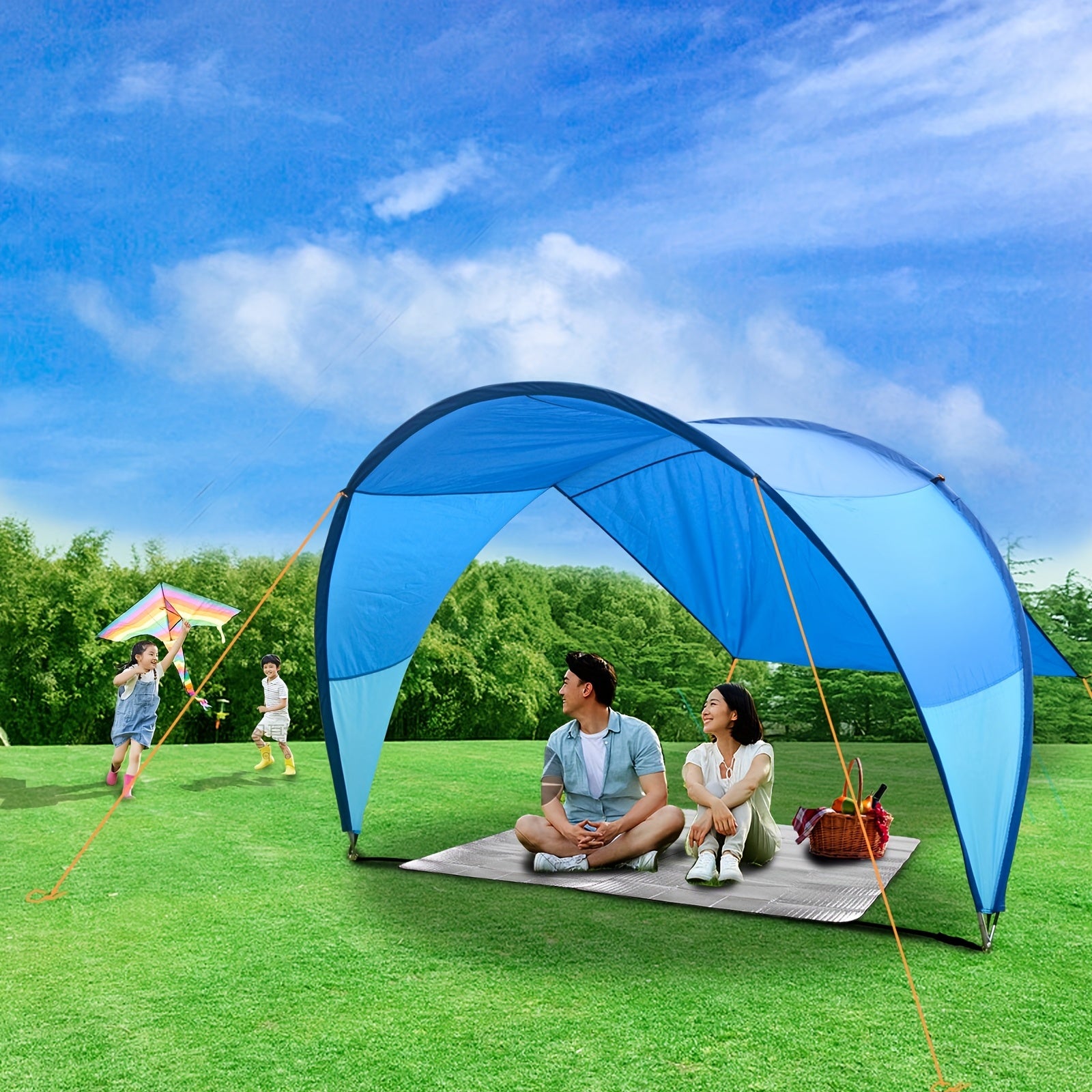 Large Beach Tent 4-6 Adults UV Protection Sun Shelter Camping Picnics Outdoor