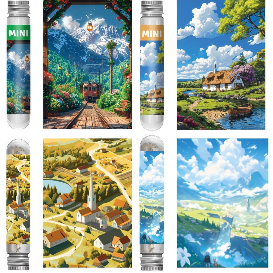 Mini Test Tube Puzzle 600pcs 4 Pack Set Natural Scenery Painting