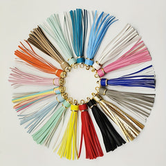 Random PU Leather Tassel Keychain Accessories Silicone Beads Bangle Tassel