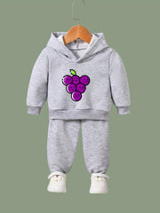 OERYUI Grapes Print Hooded Pullover Pants Set For Sports