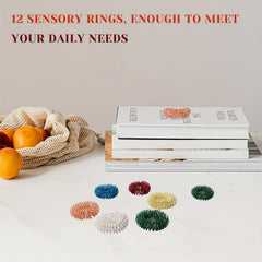 12pc Sensory Fidget Rings Set - Stress Relief & Anxiety Reducer - 6 Colors