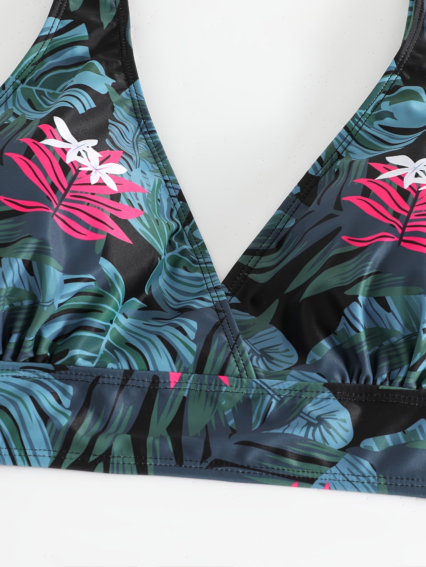 Marble Print Bikini Set with Lace Up Side Ruched Cover Up Skirt