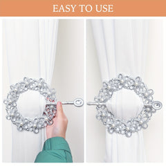 2pcs Flower Pattern Faux Pearl Curtain Tieback Curtain Holdback