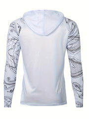 Men's Fish Pattern Hoodie Anti UV Sunscreen Fishing Shirt