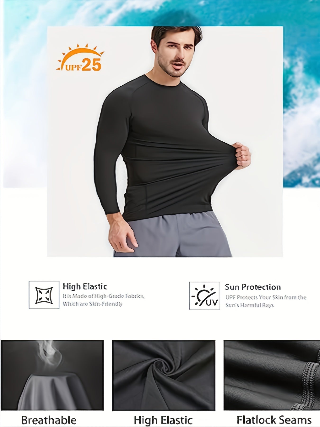 5 Pack Men's Compression Workout Shirts Short & Long Sleeve Rash Guard