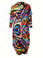 Cartoon Figure Long Sleeve Casual Dress
