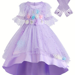 Girls Flower Long Sleeve Princess Dress