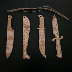 4pcs Wooden Halloween Decoration Props Pendant Horror Party Gift