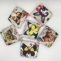 Cartoon Butterfly Pattern Zipper Coin Purse Small Storage Bag Key Bag
