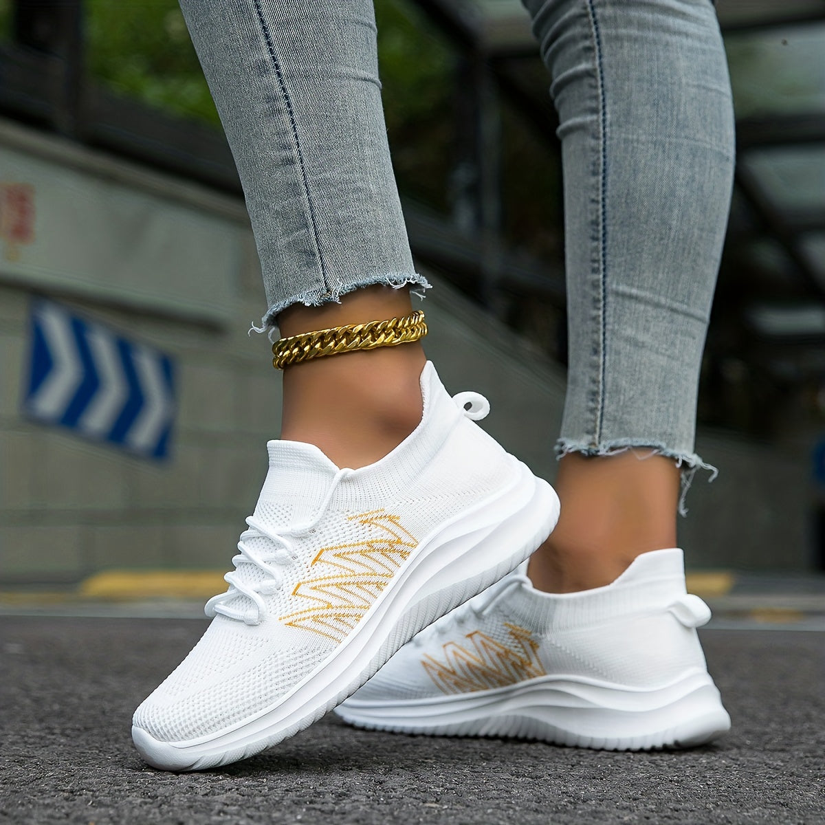 Women's Slip-On Running Shoes Breathable Elastic Casual Sneakers