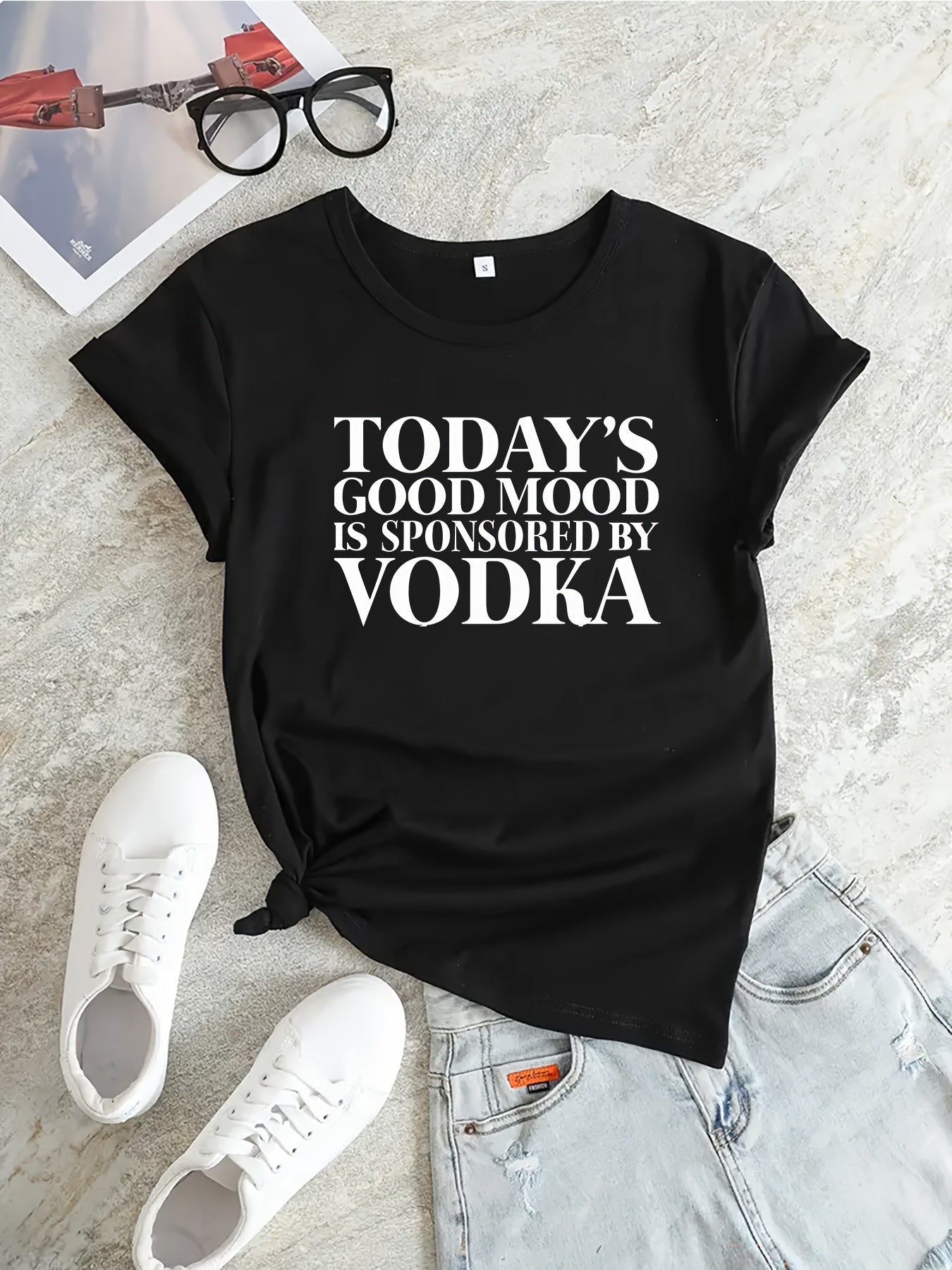 Graphic Sports T shirt Round Neck Short Sleeves Workout Tops Women's Active